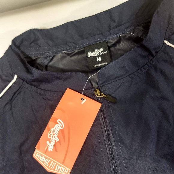 Rawlings Blue Jacket Men M NEW Polyester Full Zip - Picture 2 of 6